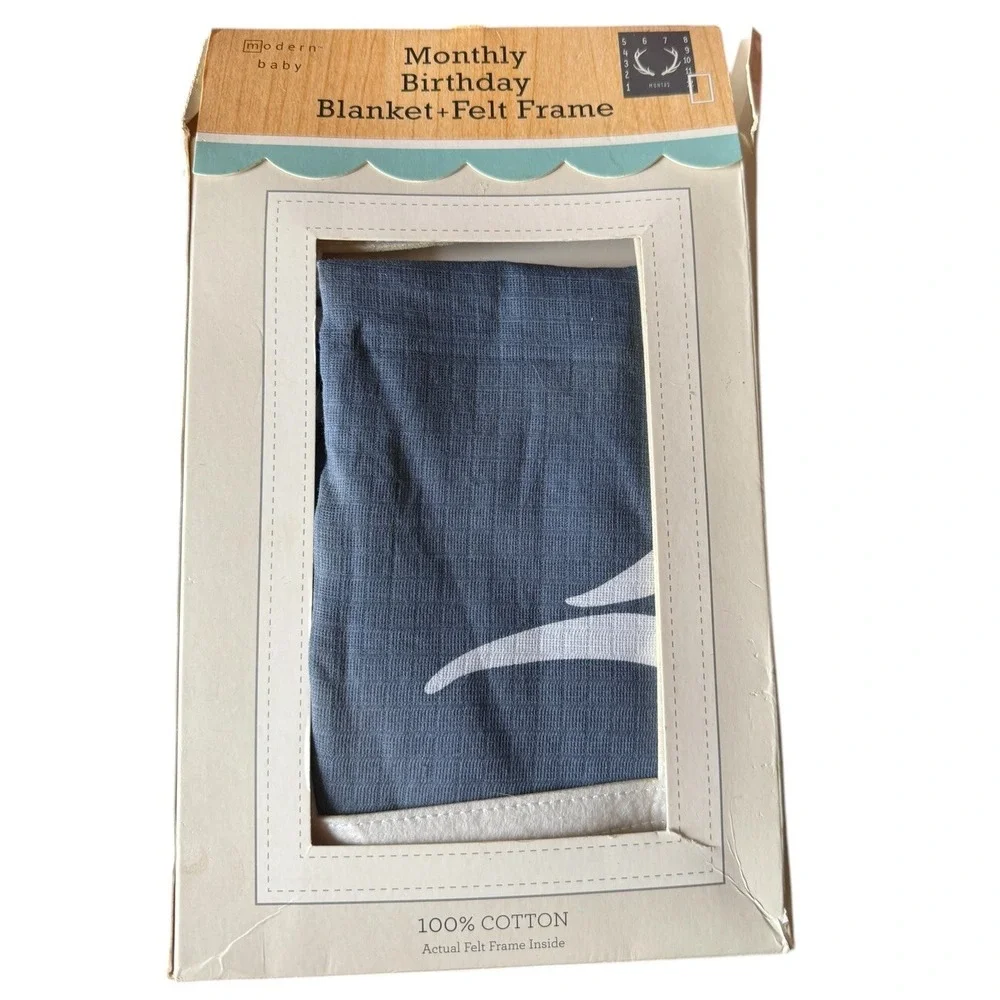 Baby Milestone Monthly Photo Blanket Throw Deer Horns Frame